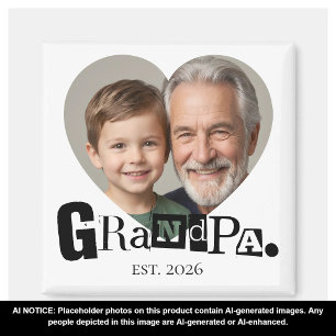 Aimant Cadeau Photo de Grand-Père Établi pour Grand-Père