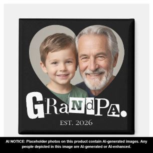 Aimant Cadeau Photo de Grand-Père Établie Pour Grand-Père