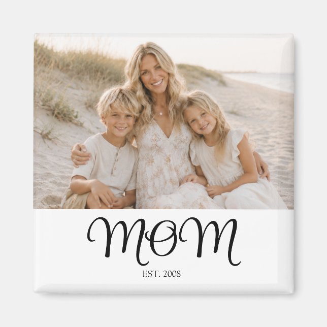 Aimant Cadeau Photo de Maman Créé (Devant)