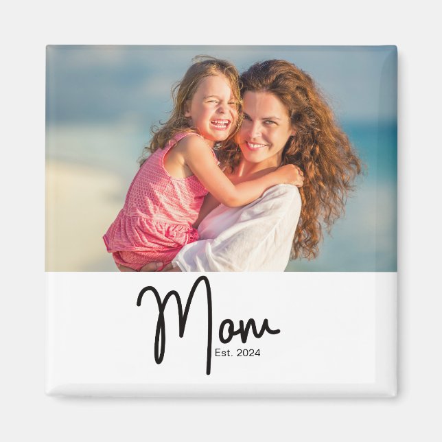 Aimant Cadeau Photo de Maman Créé (Devant)