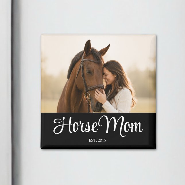 Aimant Cadeau photo de maman de cheval établie (Créateur téléchargé)