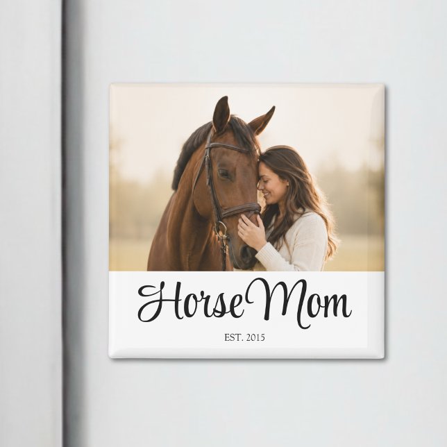 Aimant Cadeau photo de maman de cheval établie (Créateur téléchargé)