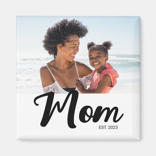 Aimant Cadeau Photo de Maman Établie (Devant)