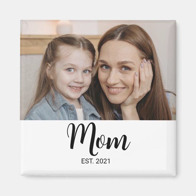 Aimant Cadeau Photo de Maman Établie (Devant)