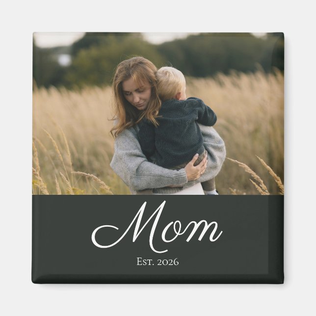 Aimant Cadeau Photo de Maman Établie (Devant)