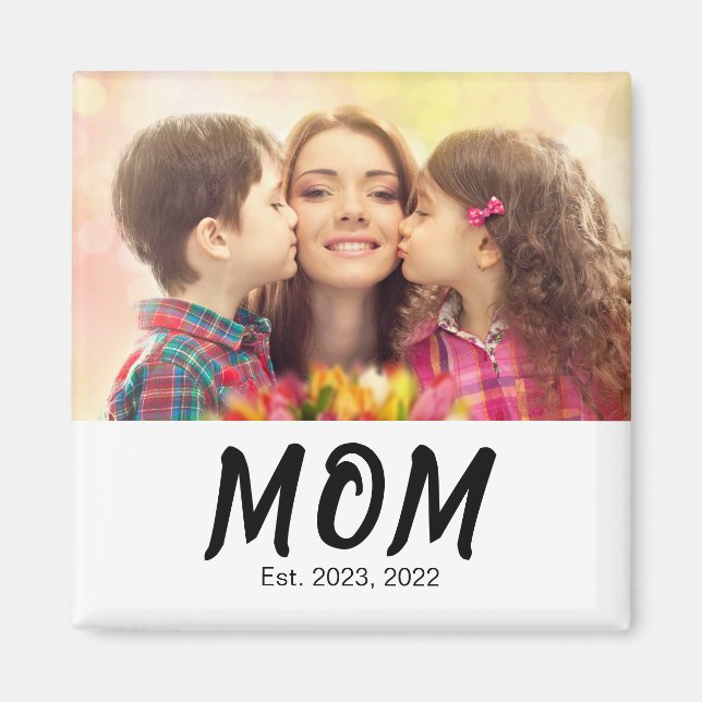 Aimant Cadeau Photo de Maman Établie (Devant)