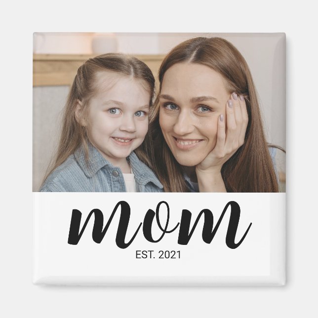Aimant Cadeau Photo de Maman Établie (Devant)