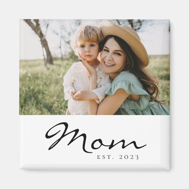 Aimant Cadeau Photo de Maman Établie (Devant)