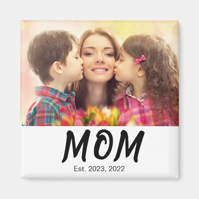 Aimant Cadeau Photo de Maman Établie (Devant)