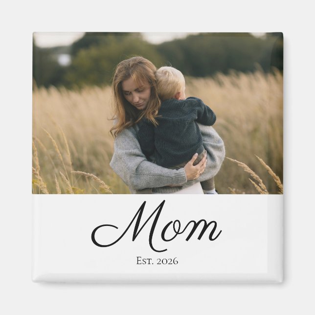 Aimant Cadeau Photo de Maman Établie (Devant)