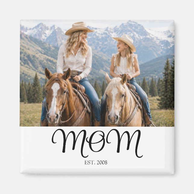 Aimant Cadeau Photo de Maman Établie (Devant)