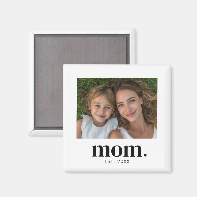 Aimant Cadeau Photo de Maman Établie  (Recto/Verso)
