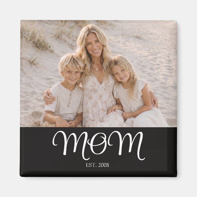 Aimant Cadeau Photo de Maman Établie (Devant)