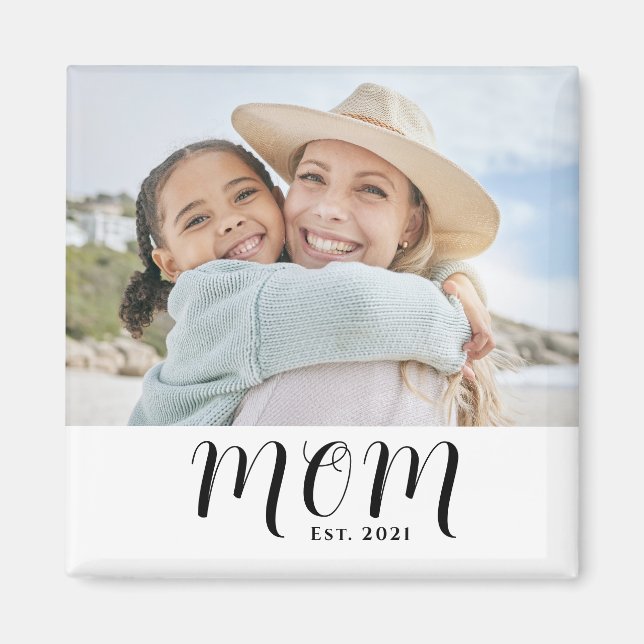 Aimant Cadeau Photo de Maman Fondé (Devant)