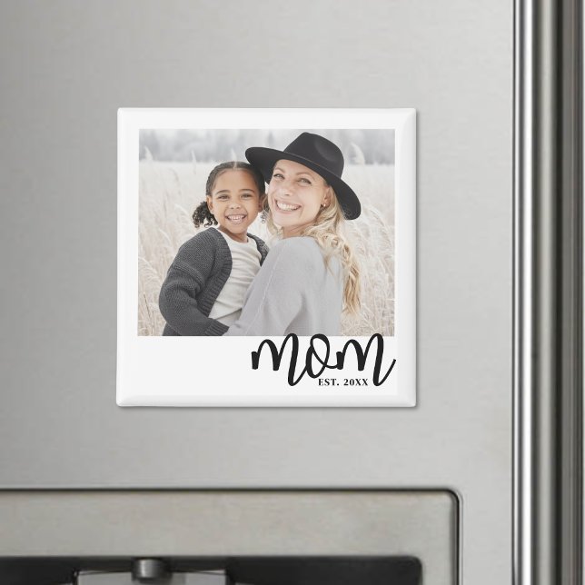 Aimant Cadeau Photo Établie par Maman (Mom Established Photo Gift magnet)