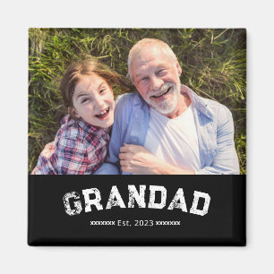 Aimant Cadeau Photo Grand-père Établie Noir