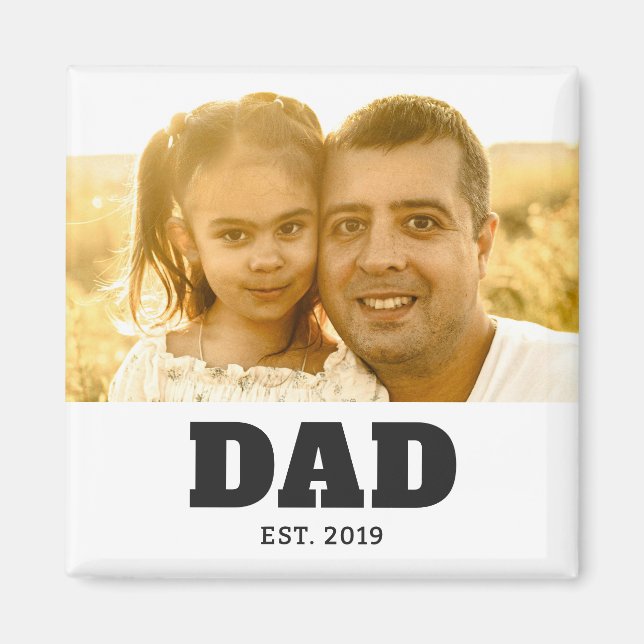Aimant Cadeau Photo Papa Établit (Devant)
