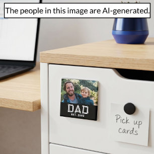 Aimant Cadeau Photo Papa Établit