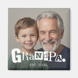Aimant Cadeau Photo pour Grand-Père Établi