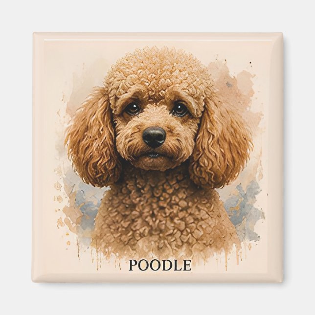 Aimant Cadeau pour amateur de chien caniche (Devant)