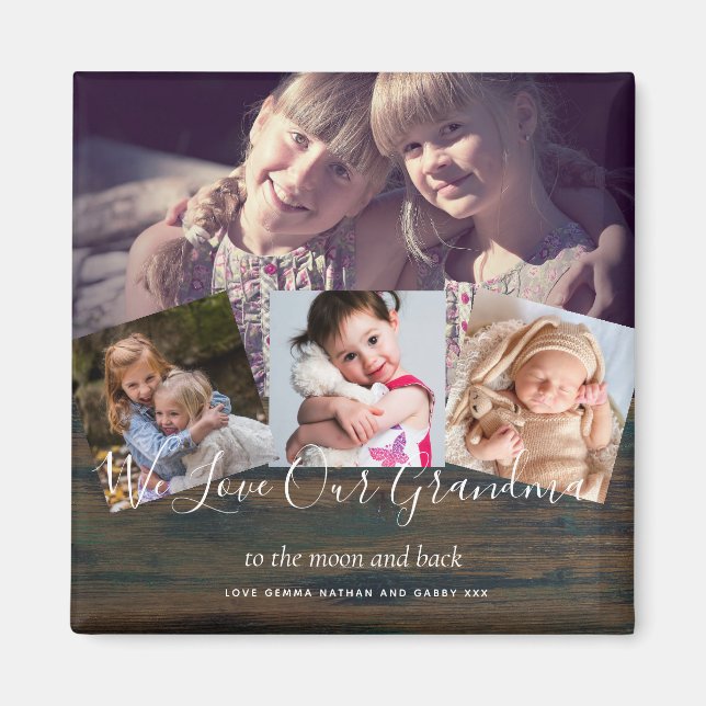 Aimant Cadeau pour grand-mère grand-père photo collage gr (Devant)