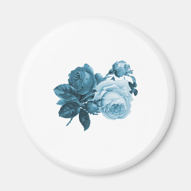Aimant cadeau rose bleu vintage (Devant)