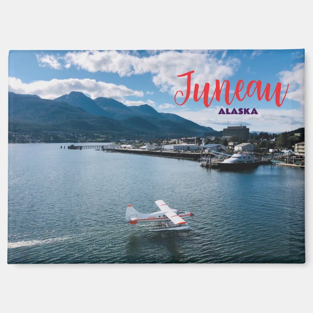 Aimant Cadeau souvenir aimanté Juneau Alaska (Recto)