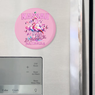 Aimant Cadeau souvenir Bahamas : Flamant rose Nassau Baha