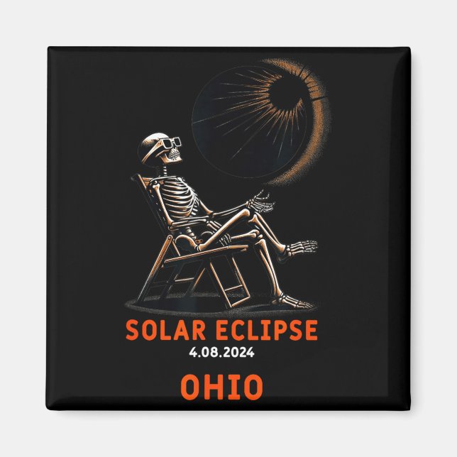Aimant Cadeau souvenir de l'éclipse solaire mignon squele (Devant)