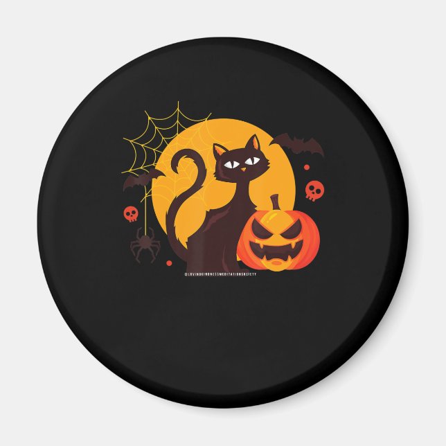 Aimant Cadeau Spider | Halloween Black Cat Spider Citroui (Devant)
