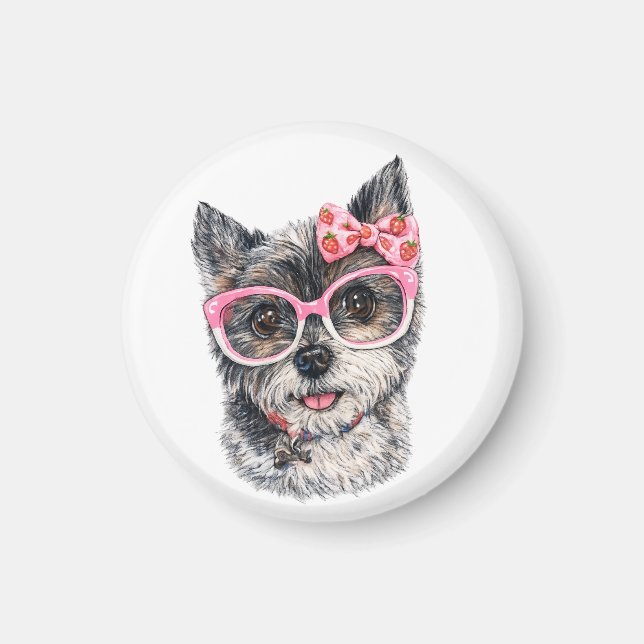 Aimant Cadeau Yorkshire Terrier pour les amoureux des chi (Devant)