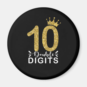 Aimant Cadeaux 10 ans doubles chiffres couronne filles