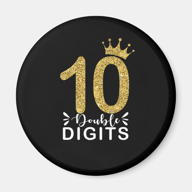 Aimant Cadeaux 10 ans doubles chiffres couronne filles (Devant)