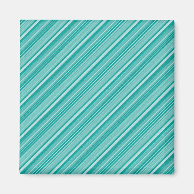 Aimant Cadeaux à motif rayé diagonal turquoise sarcelle (Devant)
