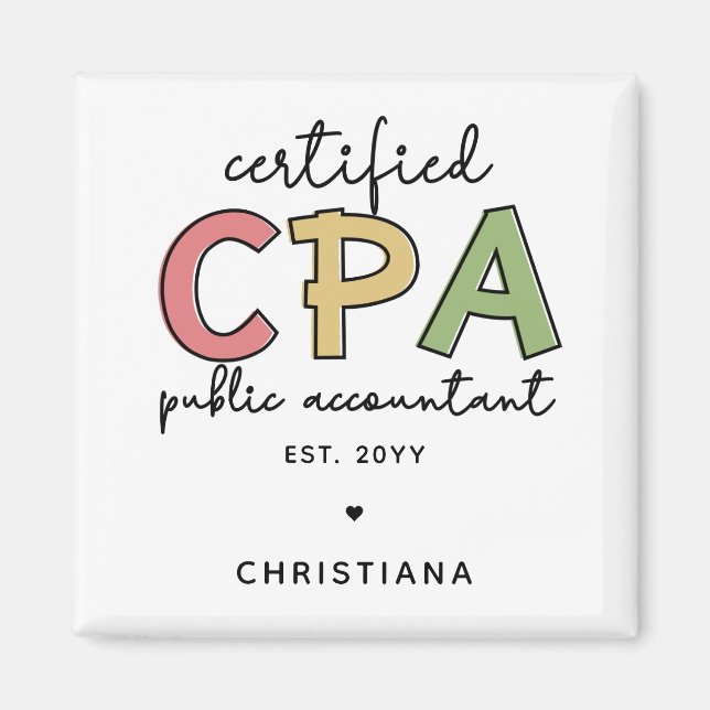 Aimant Cadeaux comptables publics certifiés CPA personnal (Devant)