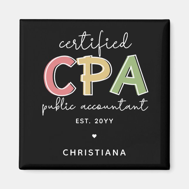 Aimant Cadeaux comptables publics certifiés CPA personnal (Devant)