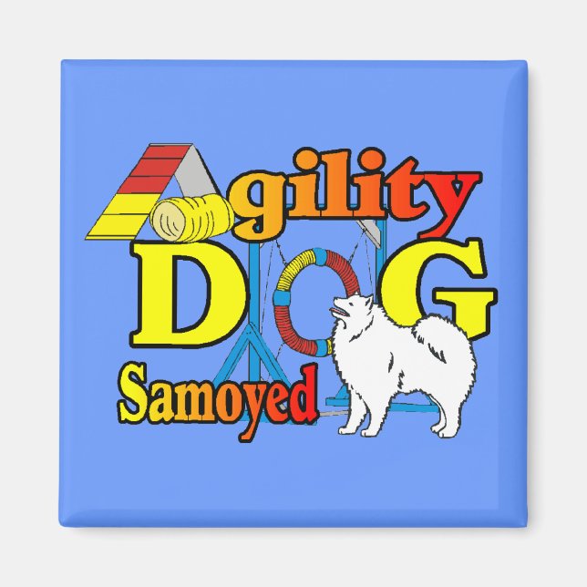 Aimant Cadeaux d'agilité Samoyé (Devant)