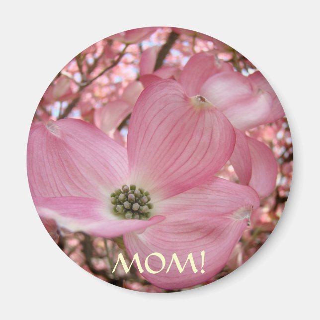 Aimant Cadeaux d'aimants MAMAN Fleurs de cornouiller rose (Devant)