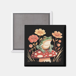 Aimant Cadeaux d'amoureux de grenouille botanique Fleur F