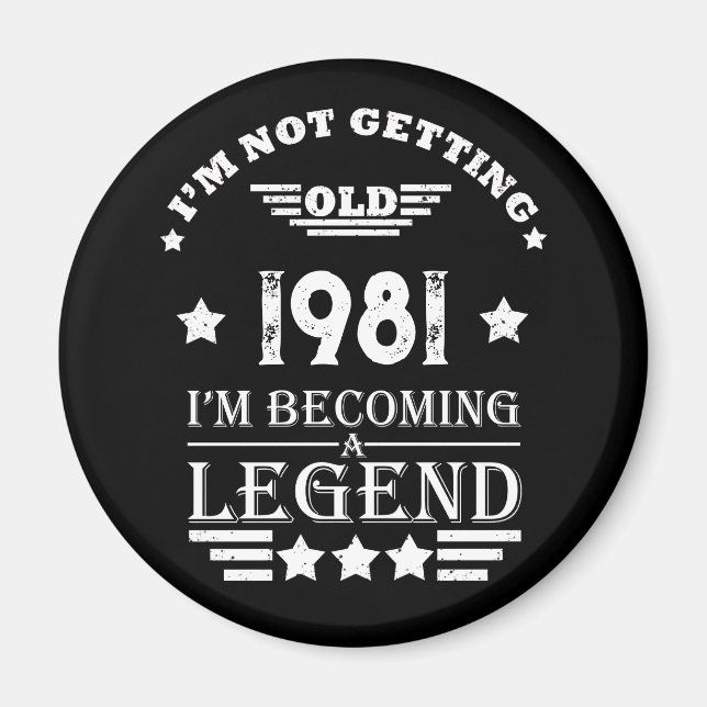 Aimant Cadeaux d'anniversaire vintages personnalisés noir (Devant)