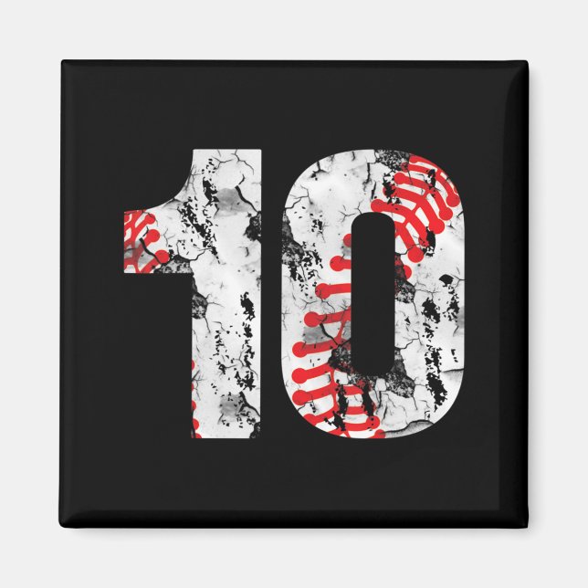 Aimant Cadeaux de 10 ans Numéro 10 Baseball 10e anniversa (Devant)