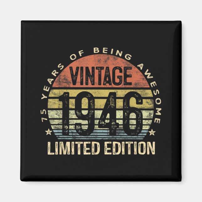 Aimant Cadeaux de 75 ans Vintage 1946 Anniversaire (Devant)