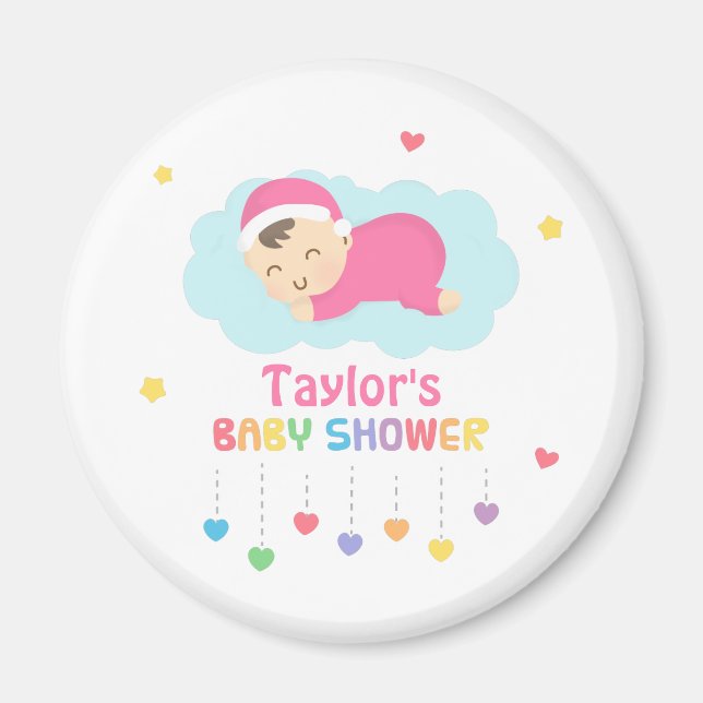 Aimant Cadeaux de fête de douche de bébé fille mignonne e (Devant)