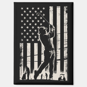 Aimant Cadeaux de golf Drapeau américain Anniversaire Fêt