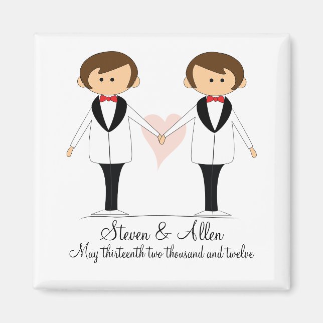 Aimant Cadeaux de mariage aimantés Deux Mariés (Devant)