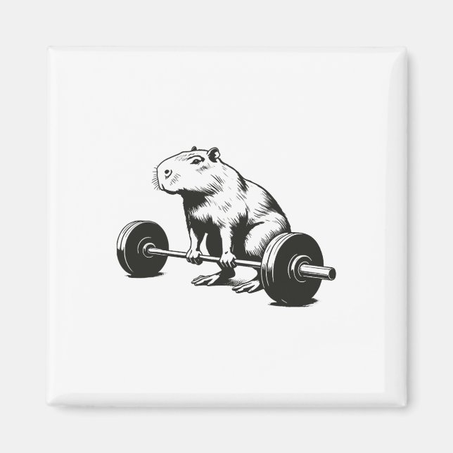 Aimant Cadeaux de musculation Capybara Haltérophilie Drôl (Devant)