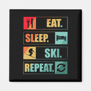 Aimant Cadeaux de neige de ski rétro vintage pour skieurs