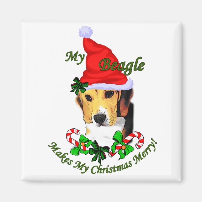 Aimant Cadeaux de Noël beagle (Devant)