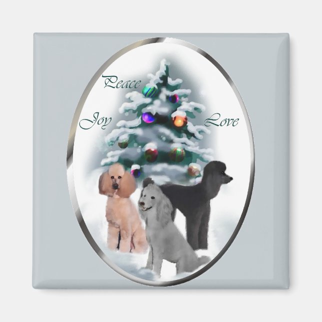 Aimant Cadeaux de Noël de caniche (Devant)
