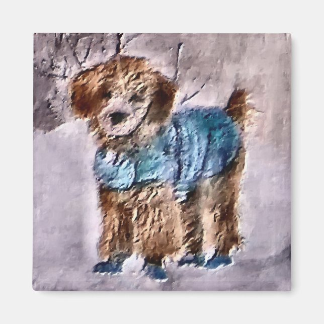 Aimant Cadeaux de Noël de caniche (Devant)
